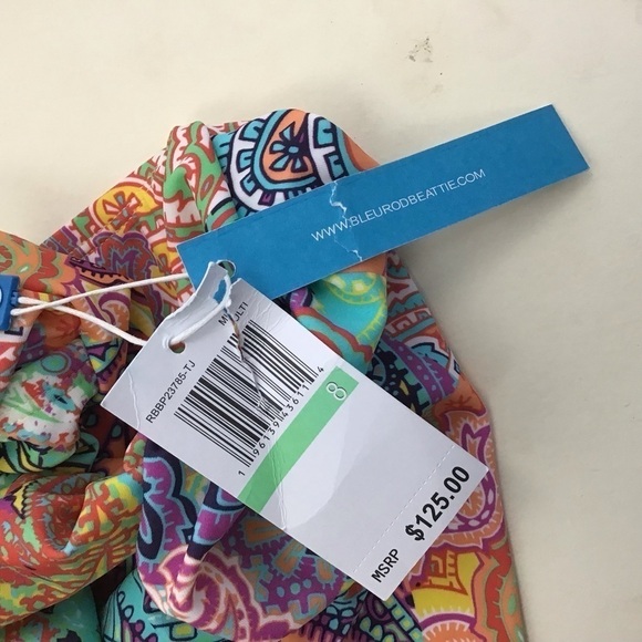 Bleu Rod Beattie Paisley One Piece Swimsuit Padded Cap Multicolor Size 8 NWT - Picture 7 of 9